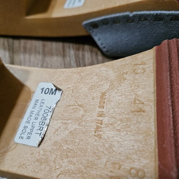 New York Lites wooden Sandal in gray suede leather sandals clogs  size 10 - Picture 10 of 17